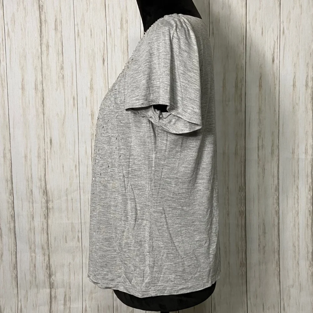 talbots gray beaded short sleeve top tee size medium - Picture 3 of 5